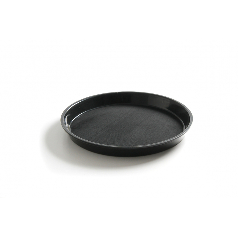 Round High-Rim Polypropylene Tray - Black - 360 mm Diameter