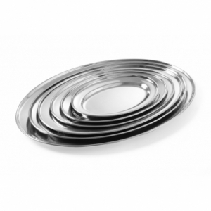 Oval Stainless Steel Plate Large Size - 500 x 350 mm - Brand HENDI - Fourniresto
