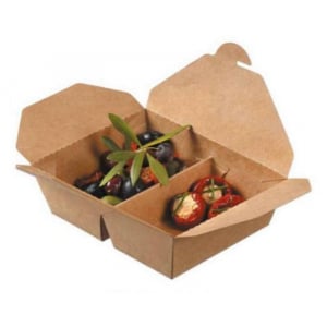 Κουτί γεύματος με 2 διαμερίσματα από χαρτόνι - 700 + 450 ml - Πακέτο 50 τεμαχίων