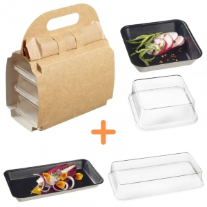 Συσκευάστε τη βαλίτσα με τα μαύρα πιάτα Kanopée - 150 σετ.