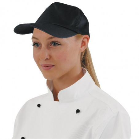 Καπέλο μπέιζμπολ μαύρο με ρυθμιζόμενο λουράκι - Ενιαίο μέγεθος - Whites Chefs Clothing - Fourniresto