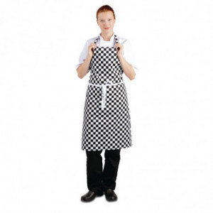 Ποδιά μπαντάνα με καρό σχέδιο μαύρο και λευκό 970 x 710 χιλιοστά - Λευκά Επαγγελματικά Ρούχα Μάγειρα - Fourniresto