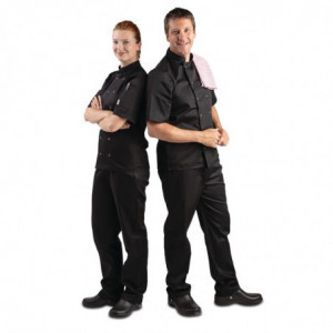 Μπλούζα μαγειρικής μίξτε μαύρη με κοντά μανίκια Vegas - Μέγεθος S - Whites Chefs Clothing - Fourniresto