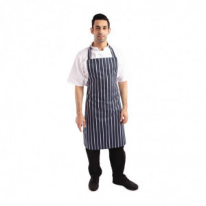 Tablier Bavette Sans Poche Rayé Marine Et Blanc 965 X 710 Mm - Whites Chefs Clothing - Fourniresto