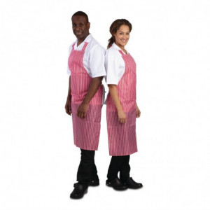 Tablier Bavette Déperlant Rayé Rouge Et Blanc 1016 X 711 Mm - Whites Chefs Clothing - Fourniresto