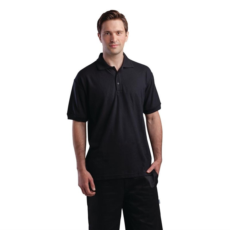 Μπλούζα Polo Unisex Μαύρη - Μέγεθος S - FourniResto - Fourniresto