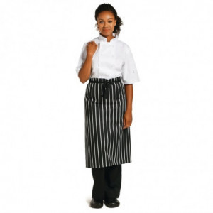 Ποδιά Μαγειρικής Με Μαύρες Και Λευκές Ρίγες 760 X 970 χιλιοστά - Λευκά Επαγγελματικά Ρούχα Σεφ - Fourniresto