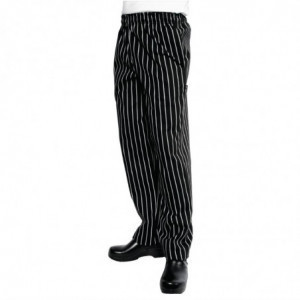 Unisex Black and White Striped Baggy Chef Pants - Size M - Chef Works - Fourniresto