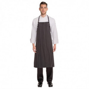 Premium Woven Bib Apron with Black and White Stripes - Chef Works - Fourniresto