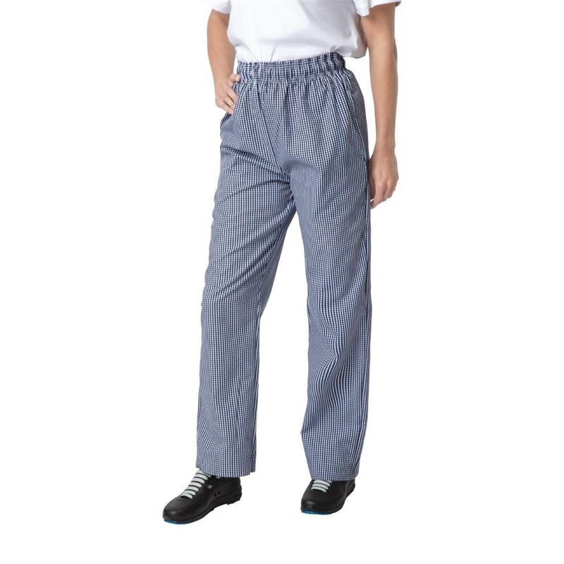 Pantalon de Cuisine Mixte Vegas à Petits Carreaux Bleus et Blancs - Taille M - Whites Chefs Clothing - Fourniresto