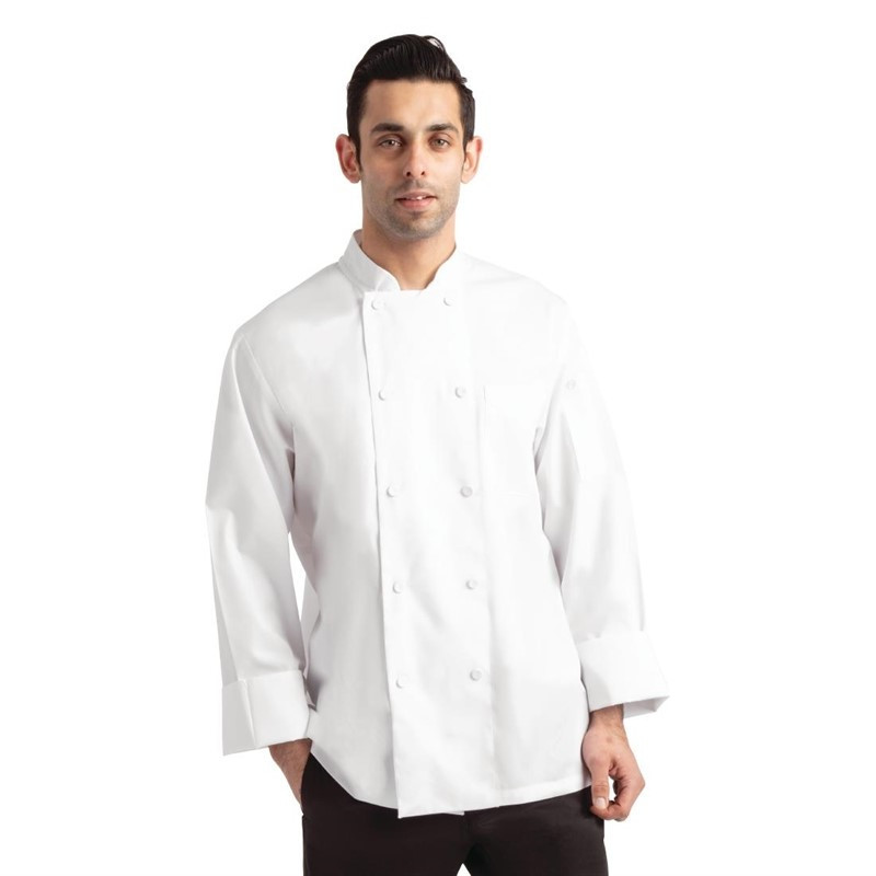 Λευκό μπλούζα μαγειρικής με μακριά μανίκια Calgary - Μέγεθος M - Chef Works - Fourniresto