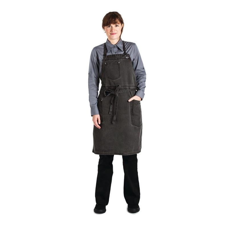 Taupe Urban Dorset Bib Apron in Cotton 762 x 863 mm - Chef Works - Fourniresto