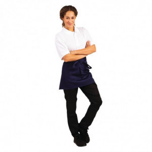 Short Navy Blue Polycotton Server Apron 373 x 750 mm - Whites Chefs Clothing - Fourniresto