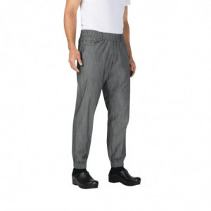 Kitchen Jogger Pants with Fine Black and White Stripes - Size XL - Chef Works - Fourniresto