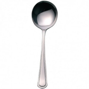 Round Stainless Steel Bead Soup Spoon - Set of 12 - Olympia - Fourniresto