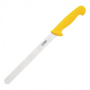Yellow Serrated Blade Slicing Knife 25.5 cm - Hygiplas - Fourniresto
