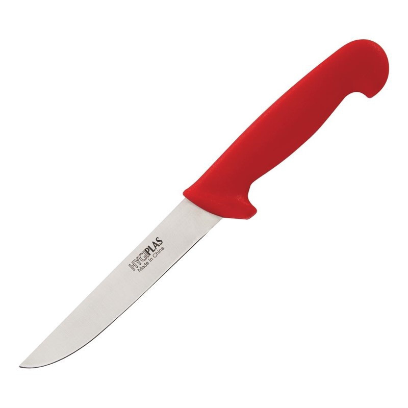 Red 15 cm Rigid Blade Boning Knife - Hygiplas - Fourniresto