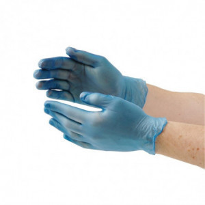 Food Gloves in Powdered Blue Vinyl Size M - Pack of 100 - Vogue - Fourniresto
