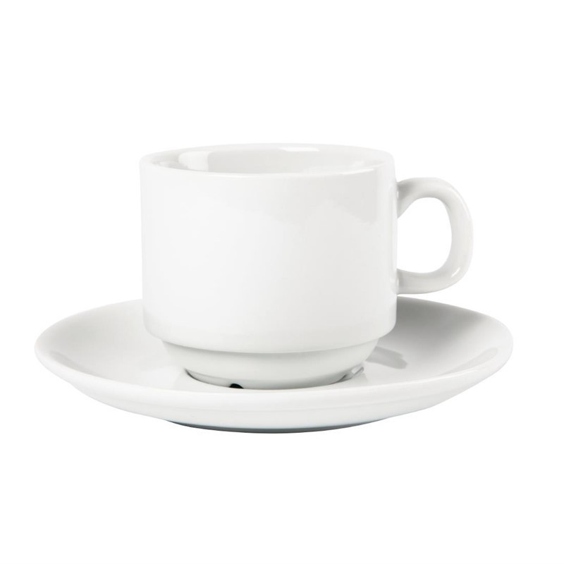 Stackable White Cup Whiteware 200 ml Ø 80 mm - Set of 12 - Olympia - Fourniresto
