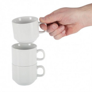 Στοιβαζόμενο Λευκό Φλιτζάνι Τσαγιού Whiteware 200 ml Ø 80 mm - Σετ 12 - Olympia - Fourniresto