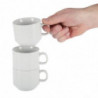 Στοιβαζόμενο Λευκό Φλιτζάνι Τσαγιού Whiteware 200 ml Ø 80 mm - Σετ 12 - Olympia - Fourniresto