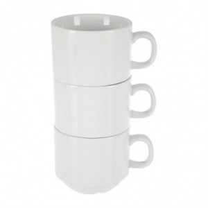 Στοιβαζόμενο Λευκό Φλιτζάνι Τσαγιού Whiteware 200 ml Ø 80 mm - Σετ 12 - Olympia - Fourniresto