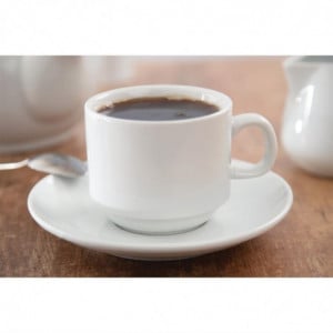 Στοιβαζόμενο Λευκό Φλιτζάνι Τσαγιού Whiteware 200 ml Ø 80 mm - Σετ 12 - Olympia - Fourniresto