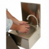 Stainless Steel Knee-Operated Handwashing Sink with Backsplash and Faucet - FourniResto - Fourniresto