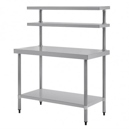 Stainless Steel Table With 2 Upper Shelves 1200 X 600 Mm - Vogue - Fourniresto