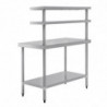 Stainless Steel Table With 2 Upper Shelves 1800 X 600 Mm - Vogue - Fourniresto