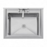 Deep Sink With Backsplash 100 L 770 X 600 Mm - Vogue - Fourniresto