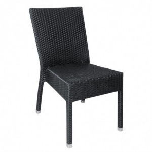 Stackable Anthracite Grey Rattan Chair - Set of 4 - Bolero - Fourniresto