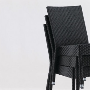 Καρέκλα από ροτίνα σε ανθρακί γκρι - Σετ 4 τεμαχίων - Bolero - Fourniresto