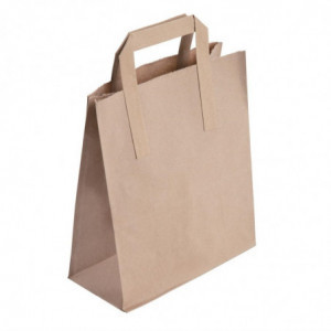 Χαρτινή τσάντα ανακυκλώσιμη καφέ 255 x 215 χιλιοστά - Πακέτο 250 - Fiesta Green - Fourniresto
