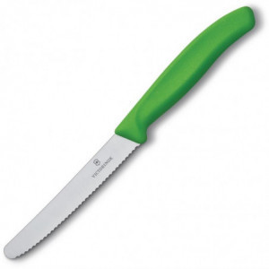 Couteau à Tomate Vert Lame Dentée 11 cm - Victorinox - Fourniresto