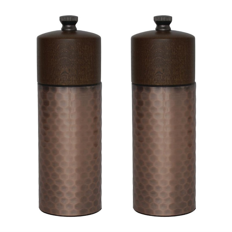 Wood and Copper Salt and Pepper Mills 150 mm - Olympia - Fourniresto