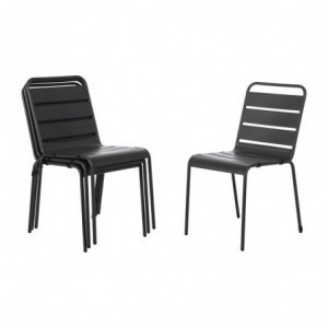 Αναδιπλούμενη καρέκλα με γκρι λαμέ σίδερο - Σετ 4 τεμαχίων - Bolero - Fourniresto