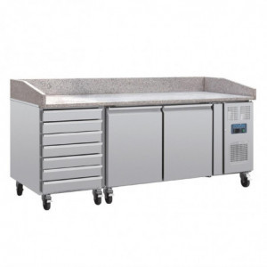 Pizza Counter with Marble Top - 2 Doors 7 Dough Drawers - U Series - Polar