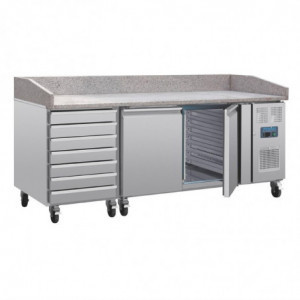 Pizza Counter with Marble Top - 2 Doors 7 Dough Drawers - U Series - Polar