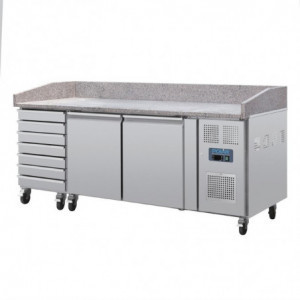 Pizza Counter with Marble Top - 2 Doors 7 Dough Drawers - U Series - Polar