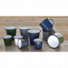 Blue and Black Enamel Steel Mugs 350ml - Set of 6 - Olympia - Fourniresto