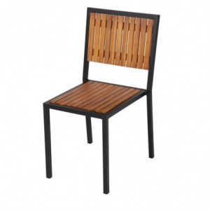 Chaises en Acier et Acacia - Lot de 4 - Bolero - Fourniresto