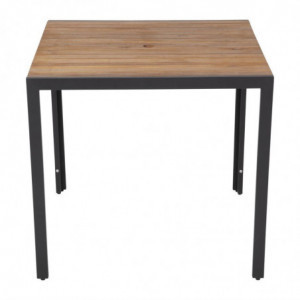 Square Steel and Acacia Table 80 cm - Bolero - Fourniresto