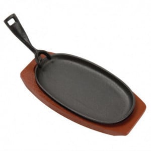 Πιάτο σερβιρίσματος από σίδηρο με οβάλ σχήμα και ξύλινη βάση - Olympia - Fourniresto