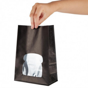 Black Recyclable Paper Sandwich Bags with Window - Pack of 250 - Colpac