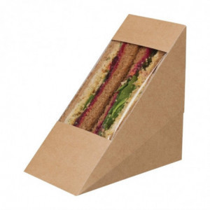 Compostable Kraft Sandwich Boxes with Acetate Window Zest - Pack of 500 - Colpac