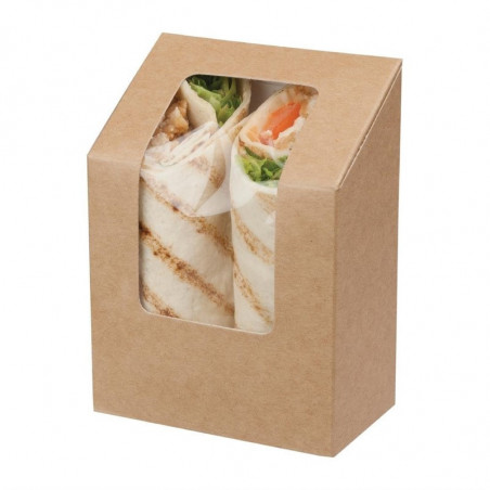 Kraft Compostable Tortilla Boxes with Acetate Window Zest - Pack of 500 - Colpac