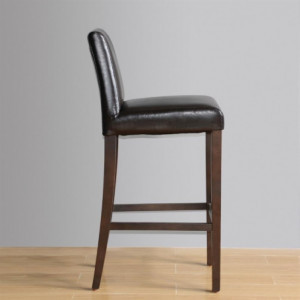 High bar stool with backrest in faux leather - Dark brown - Bolero - Fourniresto