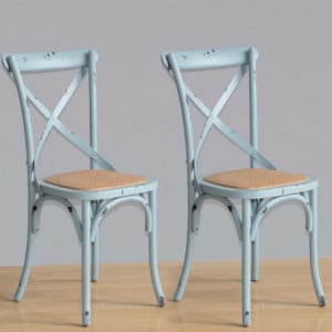 Wooden Chairs with Crossed Backrest - Blue - Bolero - Fourniresto