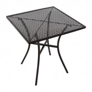 Τραπέζι Bistro Τετράγωνο από Χάλυβα με Διάτρητο Σχέδιο - Μαύρο - 700mm - Bolero - Fourniresto